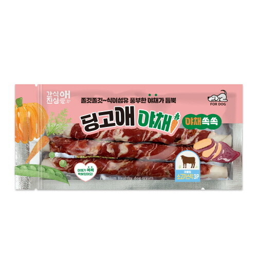 펫도매,[딩고애야채] 딩고스틱 M (소고기/3p)