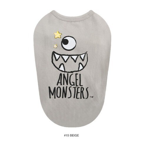 펫도매,[퍼피엔젤] TS585 Angel Monsters 민소매 티셔츠 TS585 (베이지)XS