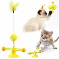 [티티펫] 고양이 스마일 토네이도 흡착식 장난감 (옐로우)