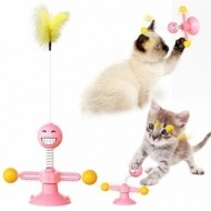 [티티펫] 고양이 스마일 토네이도 흡착식 장난감 (핑크)