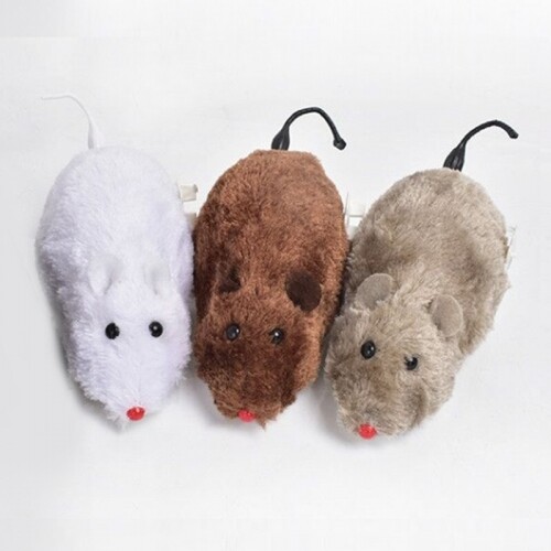 펫도매,[티티펫] 움직이는 태엽쥐 고양이 장난감 (색상랜덤)