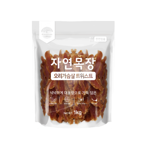 펫도매,[자연목장] 오리가슴살 트위스트 (1kgx10개)