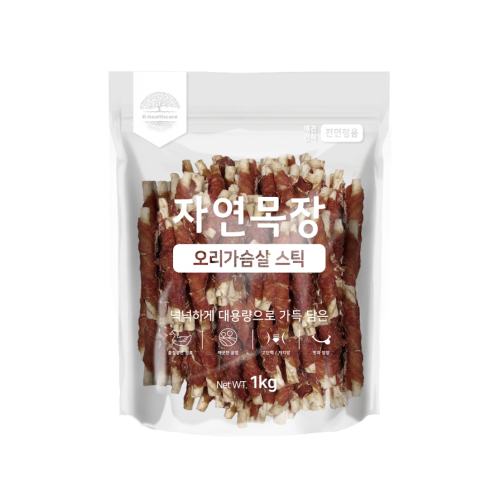 펫도매,[자연목장] 오리가슴살 우유껌스틱 (1kgx10개)