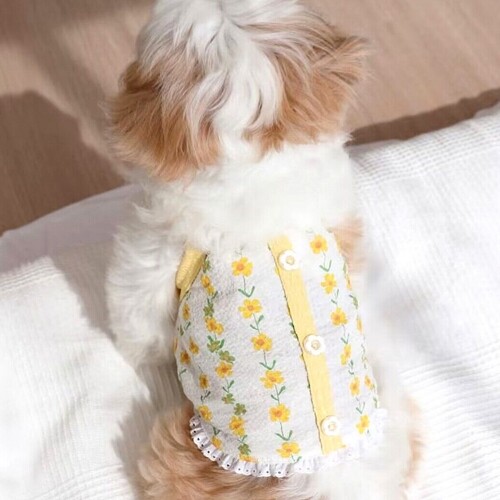 펫도매,[매장] 도그웨그 미니 플라워 나시 티셔츠 강아지 민소매 여름 옷