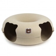 [펫츠몬]고양이용 도넛형 더블 홀 펠트 터널 숨숨하우스(더블홀베이지M/50cm)(인터넷17850원미만 판매금지)