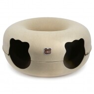 [펫츠몬]고양이용 도넛형 더블 홀 펠트 터널 숨숨하우스(더블홀베이지L/60cm)(인터넷26690원미만 판매금지)