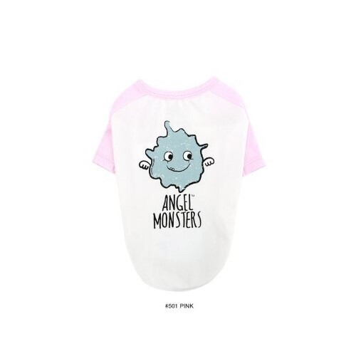 펫도매,[퍼피엔젤] TS544 Monsters Raglan T-shirts (#501 핑크)