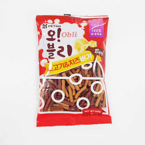 펫도매,[1박스] 오블리 버거 소고기&치즈 버거 100g×80개