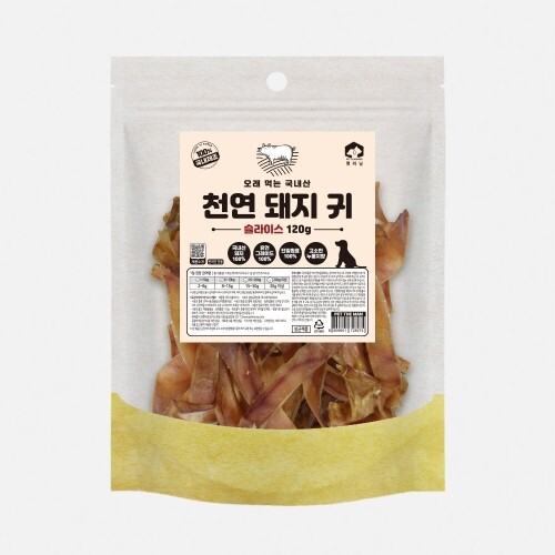 펫도매,◆[펫러닝] 국내산-천연 돼지 귀(슬라이스) 120g