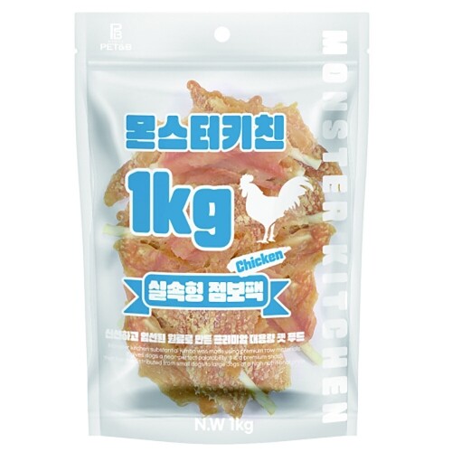 펫도매,몬스터키친 대용량간식 실속형 점보팩 - 치킨 숯불닭갈비1kg