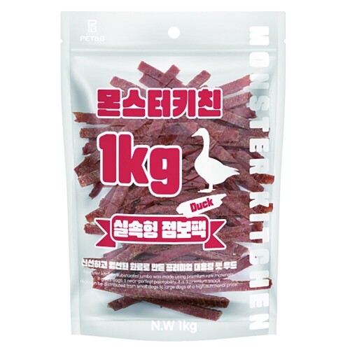 펫도매,몬스터키친 대용량간식 실속형 점보팩 - 오리슬라이스1kg