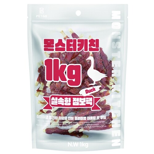 펫도매,몬스터키친 대용량간식 실속형 점보팩 - 오리말이껌1kg