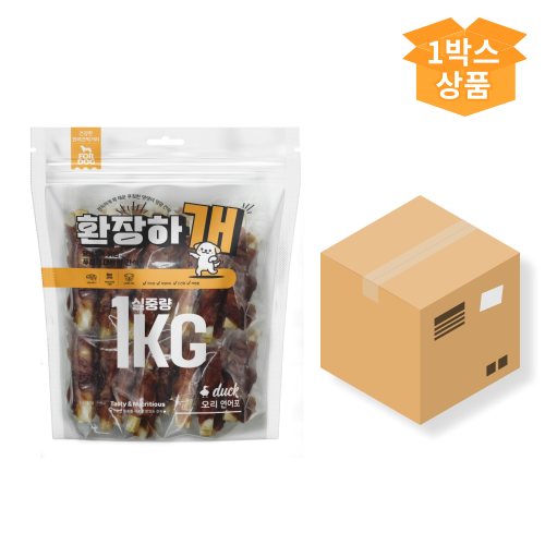 펫도매,무료배송![환장하개] 오리 연어포 (1BOX/1kgx15개)