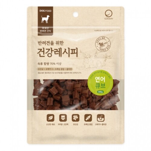 펫도매,[굿데이] 건강레시피 강아지간식 연어 큐브 (300g)