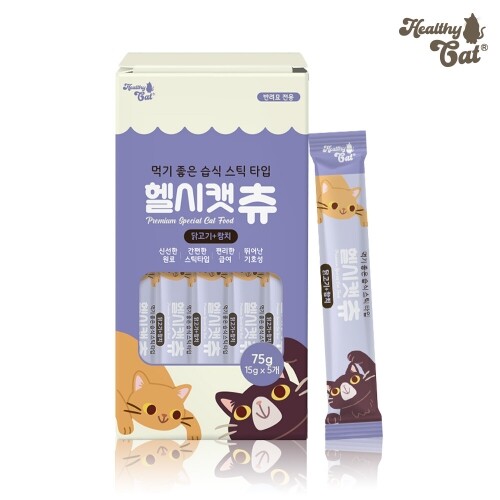 펫도매,헬시캣 츄 닭고기+참치 15g x 5p 1개