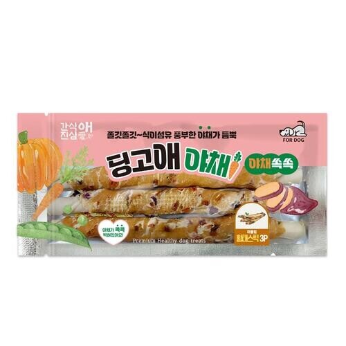 펫도매,딩고애야채 야채쏙쏙 마블링 스틱 M 3P / 195g 4종