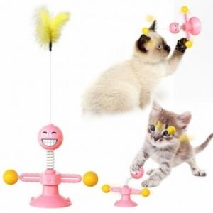 [티티펫] 고양이 스마일 토네이도 흡착식 장난감 (핑크)