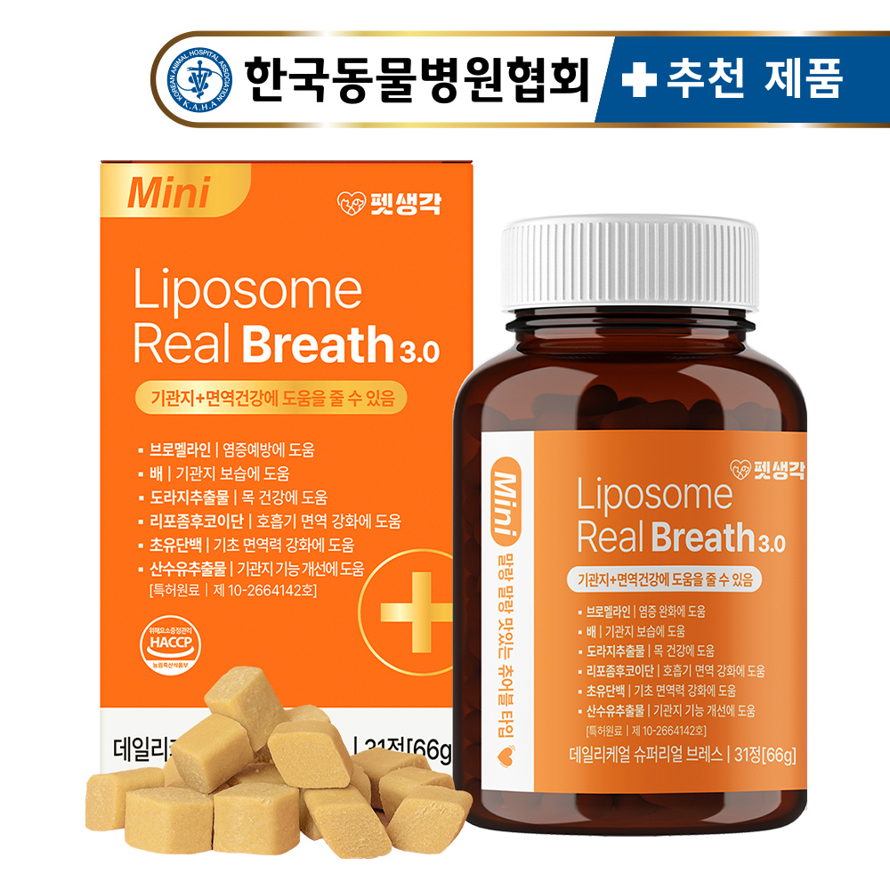 펫생각 리포좀 리얼 브레스 강아지 기관지 호흡기 면역력 기관지염 협착증 영양제 66g