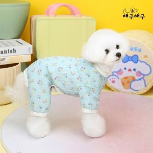 [애구애구] 강아지 겨울옷 와플 플라워 올인원