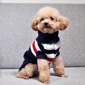 볼독 목폴라 스트라이프 애견 니트