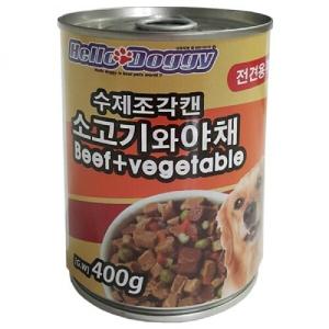 헬로도기 수제조각캔 소고기와 야채400g(주식캔)