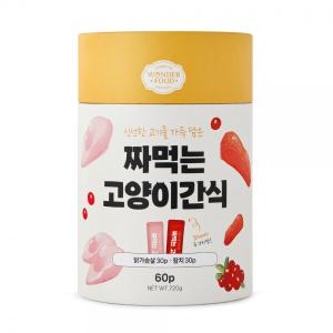 [원더푸드] 짜먹는 고양이간식 닭가슴살30p+참치30p (720g/60p)