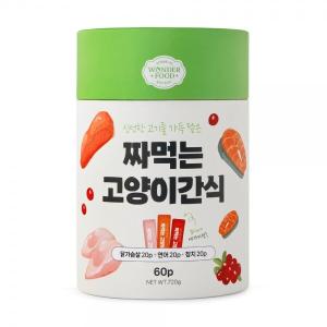 [원더푸드] 짜먹는 고양이간식 닭가슴살20p+연어20p+참치20p (720g/60p)