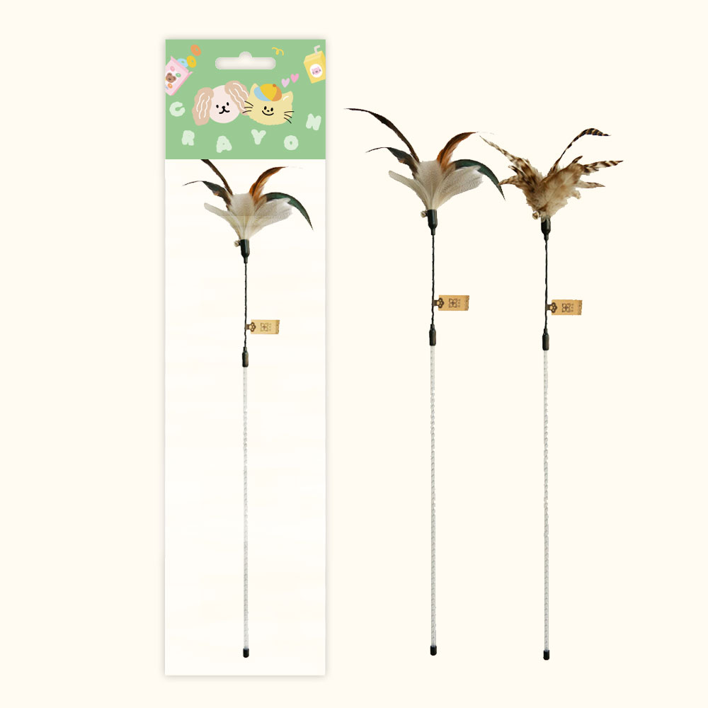 크레용펫 팡파레 천연 깃털 롱 낚시대 75cm