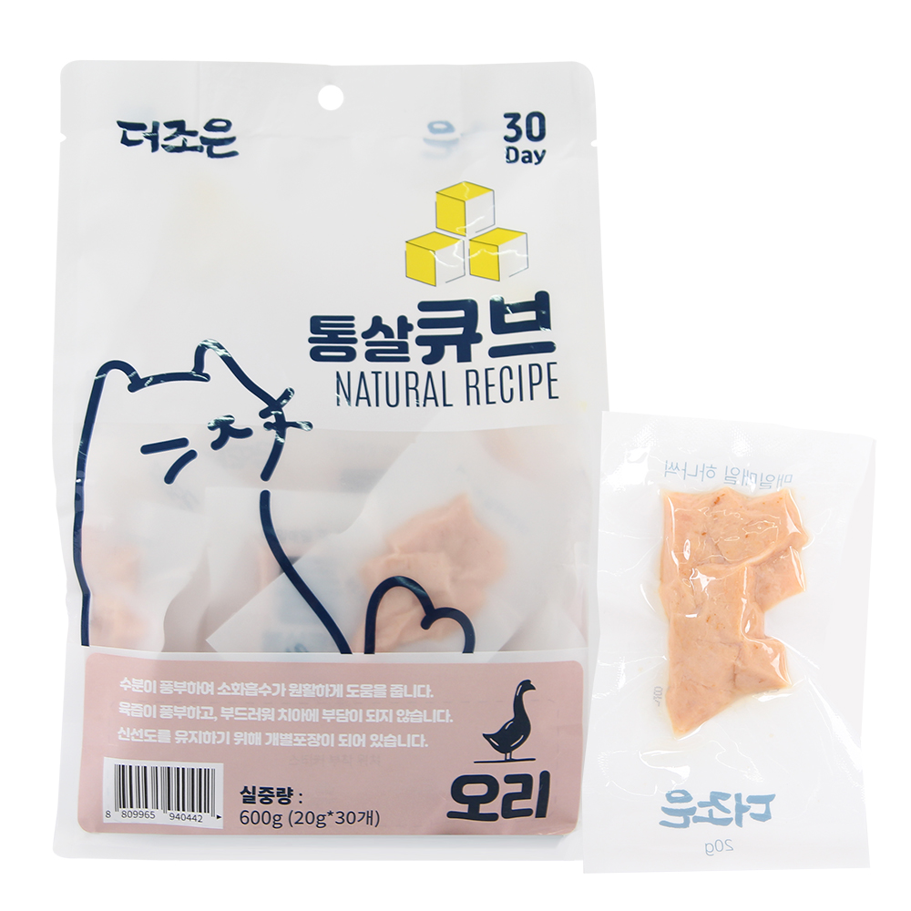 더조은 고양이 통살 큐브 닭고기 오리 20g x 30개 [600g]