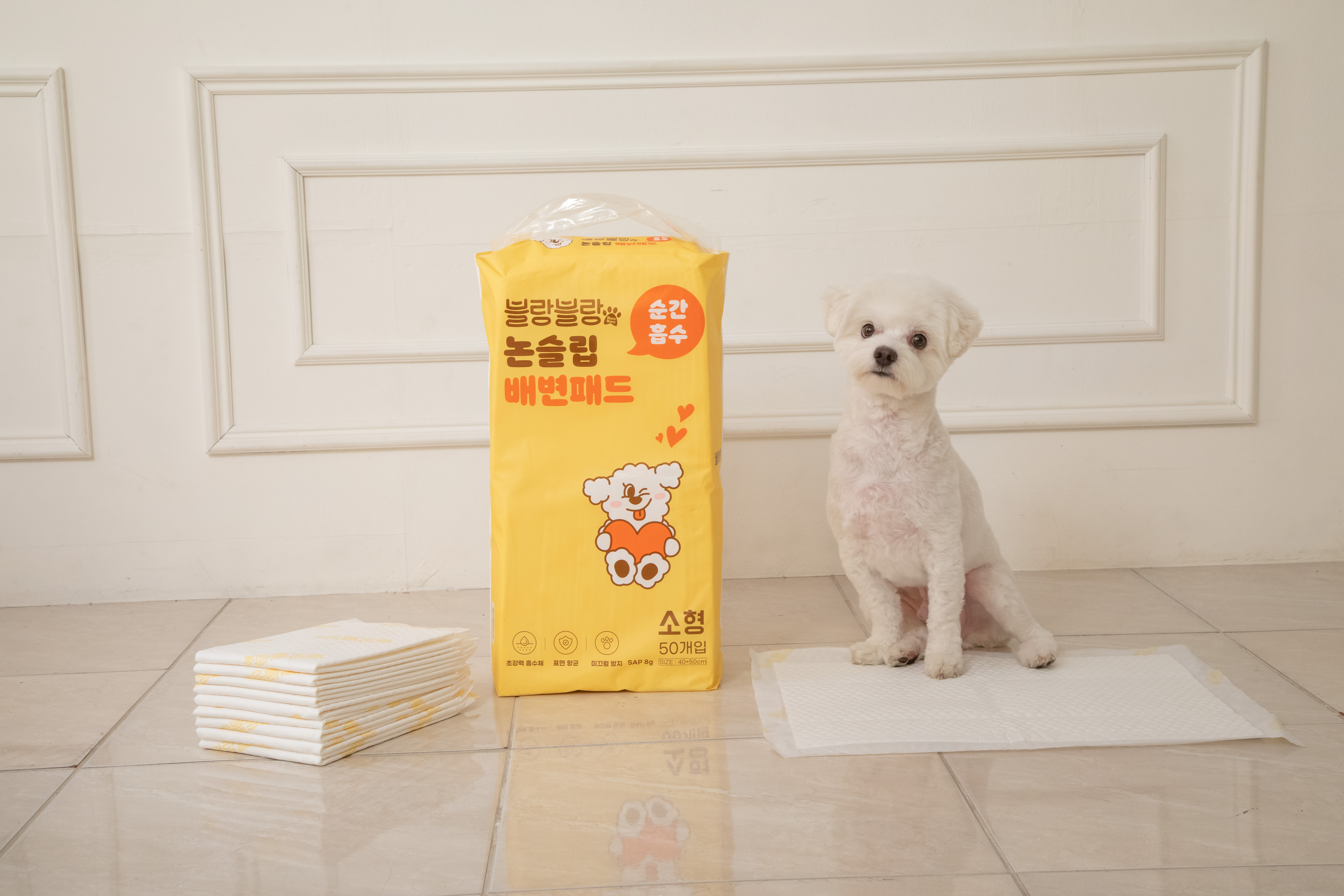 블랑블랑 논슬립 배변패드 소형 50매 x 6팩 (1박스)