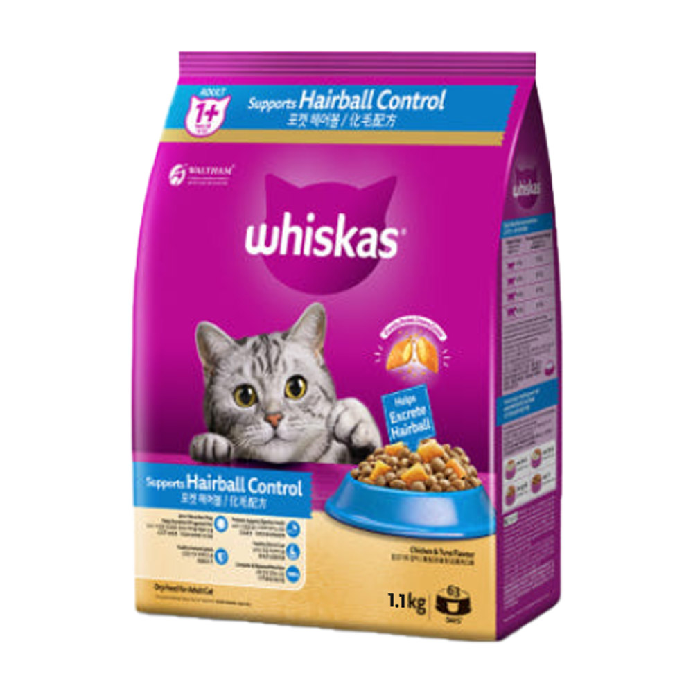 위스카스 헤어볼 치킨&튜나 1.1kg 고양이사료