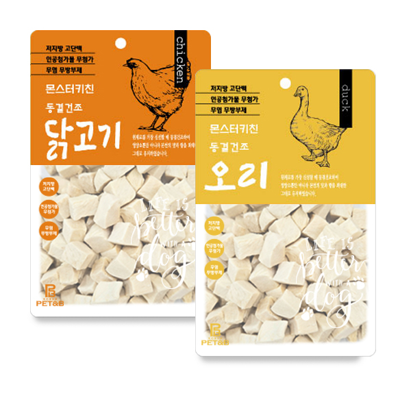 몬스터키친 동결건조트릿 오리고기40g 대용량 l 전분없는 100% 천연오리고기 l 조단백86%