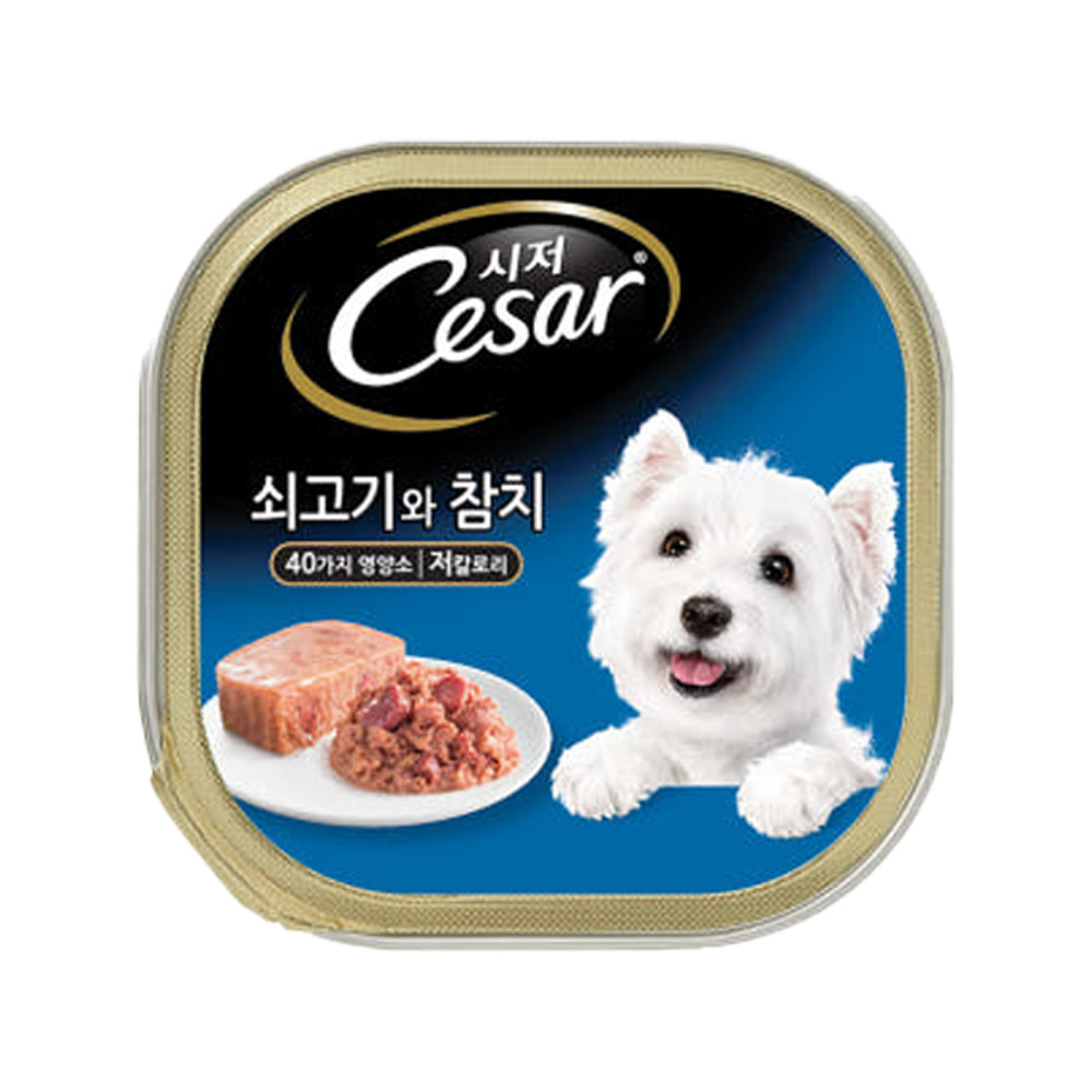 시저 쇠고기와 참치 100g 강아지 주식캔