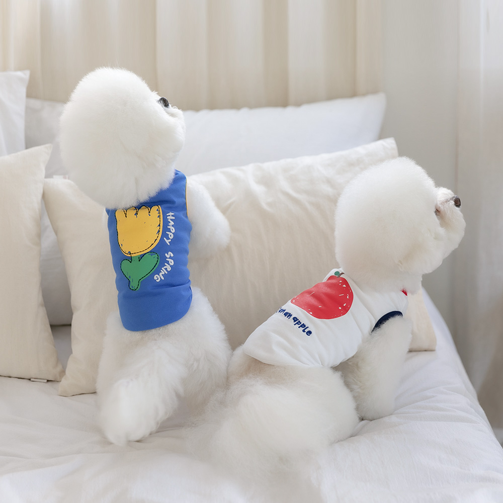 펫츠랜드 애플러쉬티셔츠 (화이트 / 블루) (S-2XL)