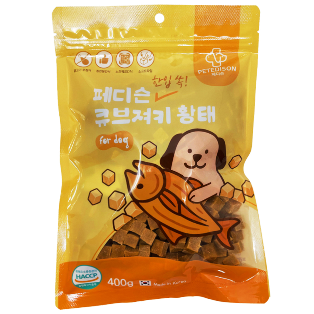 [5+1 증정] 페디슨 한입 쏙 큐브져키 황태 400g