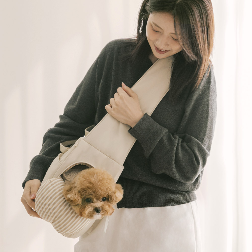 펫츠랜드 뉴스너그 슬링백 이너쿠션 세트 아이보리 M-L