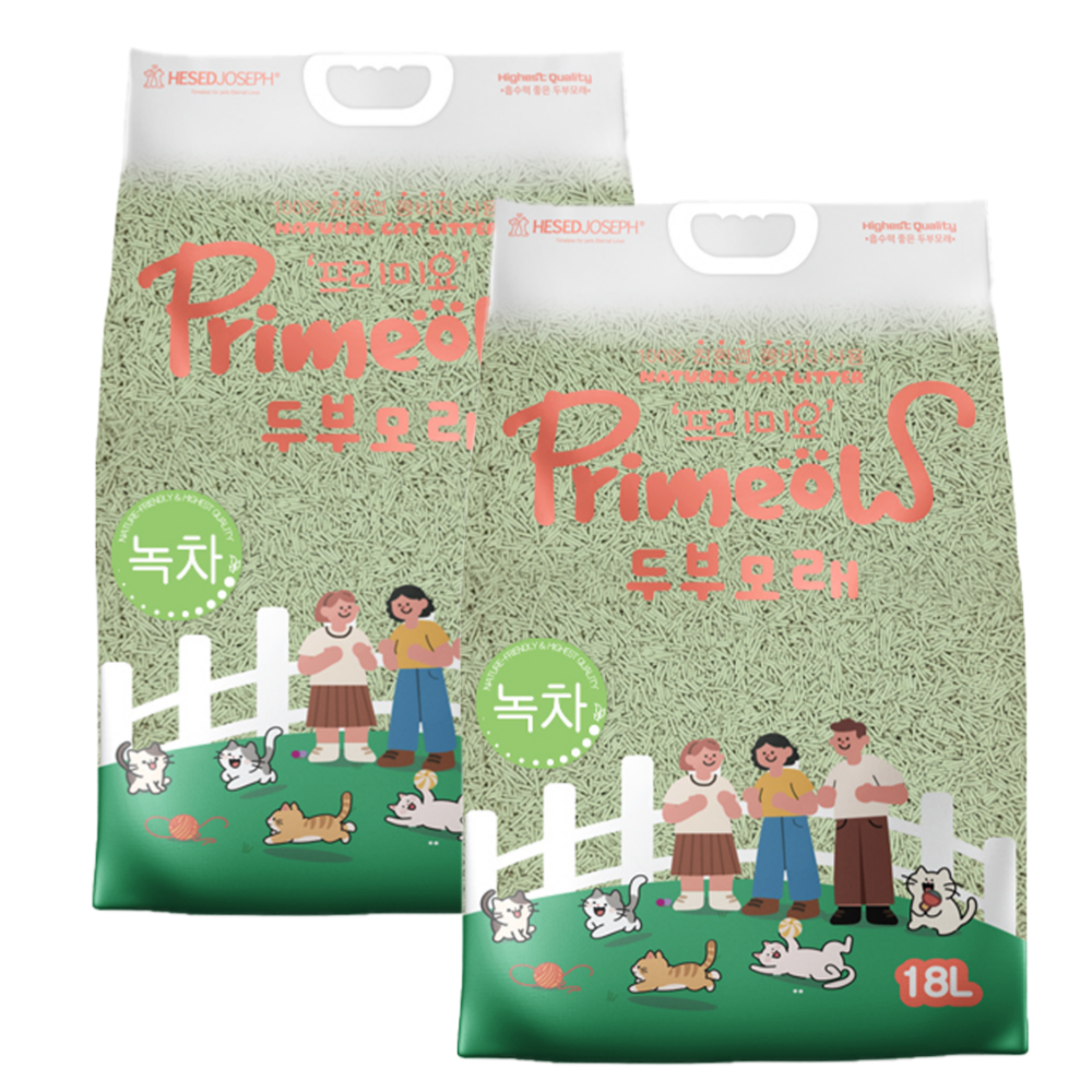 프리미요 두부모래 녹차향 18L (6.4kg) X 2개