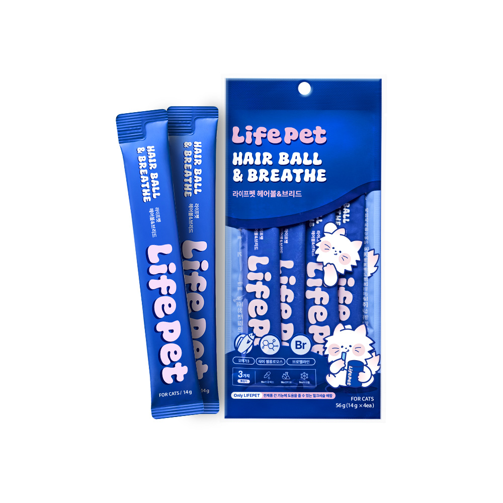 [라이프펫] 기호성 테스트 맛보기 고양이 헤어볼 영양제 기관지 호흡기 구토 츄르 4p