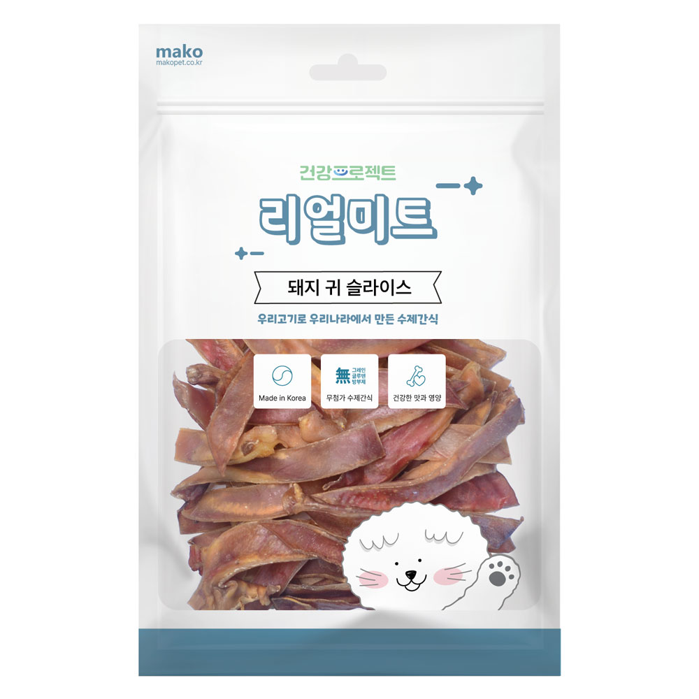 [리얼미트] 수제간식 대용량간식 돼지귀슬라이스 (400g)