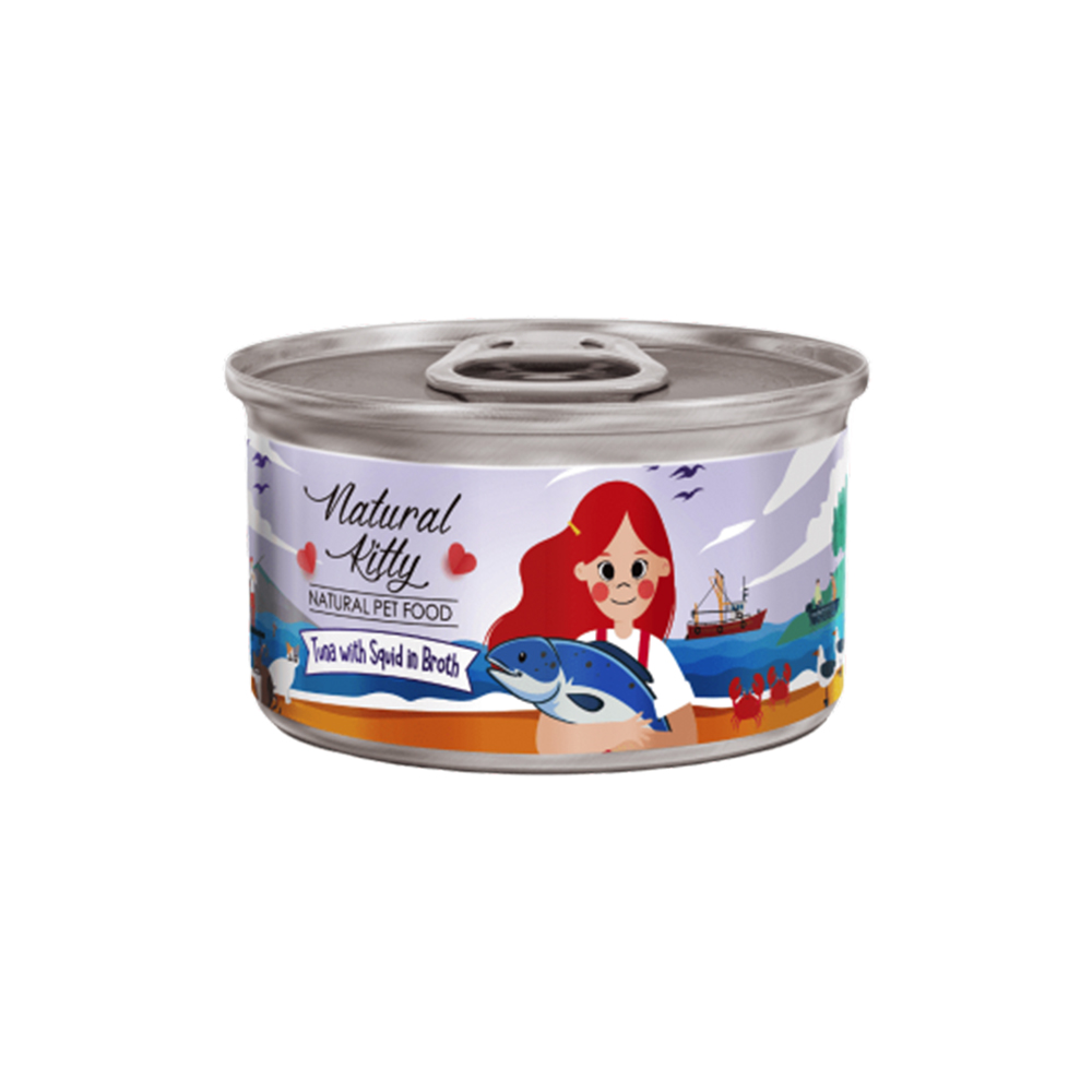 [매장][내추럴키티] 육수캔 자연산 참치와 오징어 (1박스/80g*24)