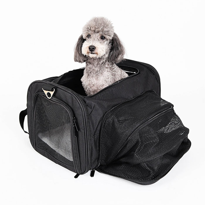 딩동펫 반려동물 확장형 이동가방 단면형 블랙