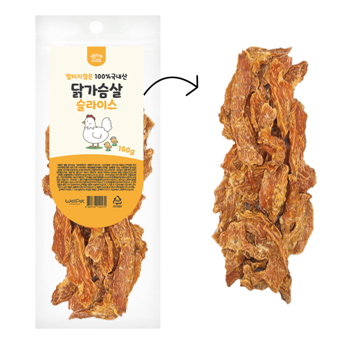 [펫도매단독/한정수량] 웰랩 닭가슴살슬라이스100g (국내산)