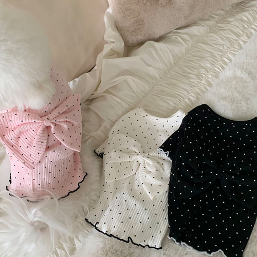 [21CH] 도트왕리본티셔츠(블랙)