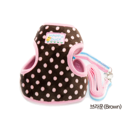 [떨이특가!] [지엠펫] 해피덕 보온 하네스 리드줄 세트 (브라운)
