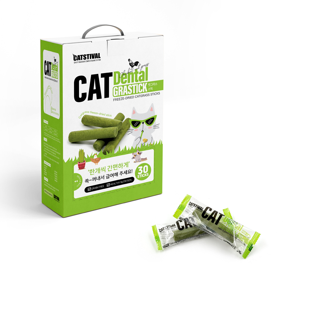 캣스티발 캣그라스 스틱 30p / 고양이 동결건조 그라스 간식