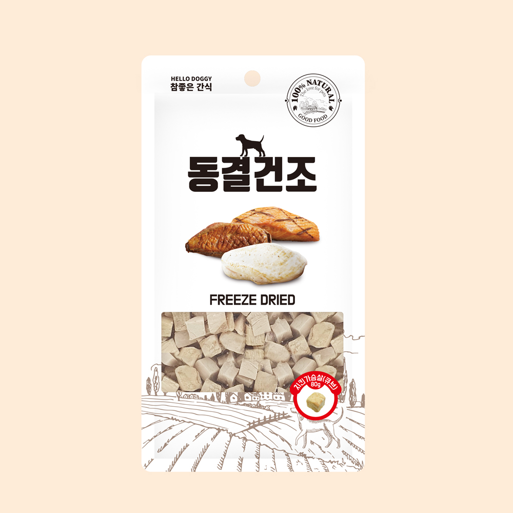 ◆[참좋은간식] 헬로도기 동결건조-80g-치킨가슴살큐브