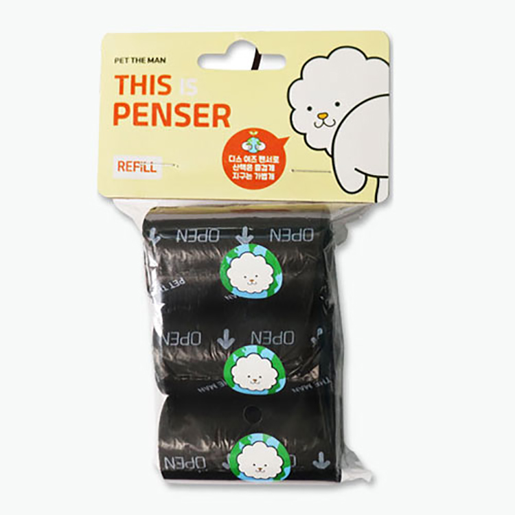 펫더맨 배변봉투 똥츄 디스이즈펜서 리필 옐로우 3롤 (60매)