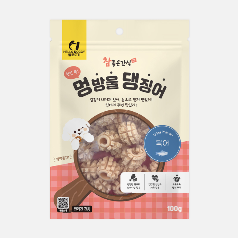 ◆[참좋은간식] 헬로도기 멍방울 댕징어-100g-북어