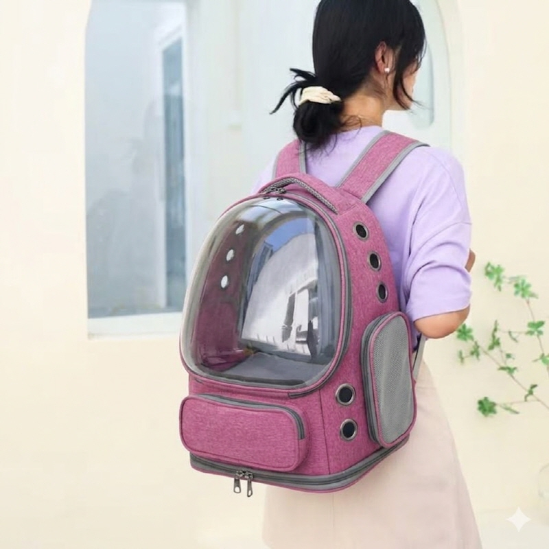 [바바펫] 고급 우주선 이동가방 백팩 핑크색