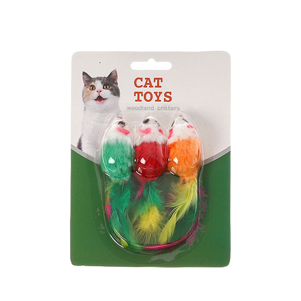 크레용펫 컬러 깃털 쥐돌이 3P 세트 고양이 사냥 장난감
